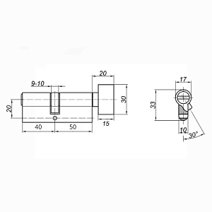 Стандарт Цилиндровый механизм Z.I.90В-5K (35х10х45В) CP 5 кл #225180